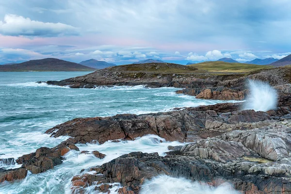 Stormachtige Zee Bij Seilebost Het Isle Van Harris Buiten Hebriden — Stockfoto