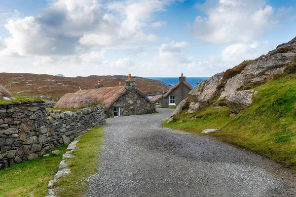 Tradiční Doškovou Crofts Blackhouse Village Carloway Ostrově Mirka Gearrannan — Stock fotografie