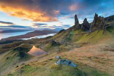 Beautiful sunrise at the Old man of Storr near Portree on the Isle of Skye in Scotland clipart