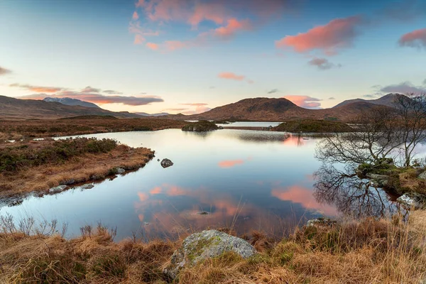 Sonnenaufgang Über Lochan Achlaise Auf Dem Rannoch Moor Bei Glencoe — Stockfoto