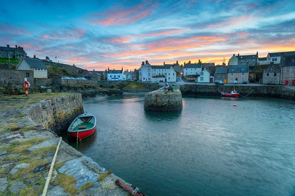 Naplemente Felett Portsoy Halászati Falu Aberdeenshire Keleti Partján Skócia — Stock Fotó