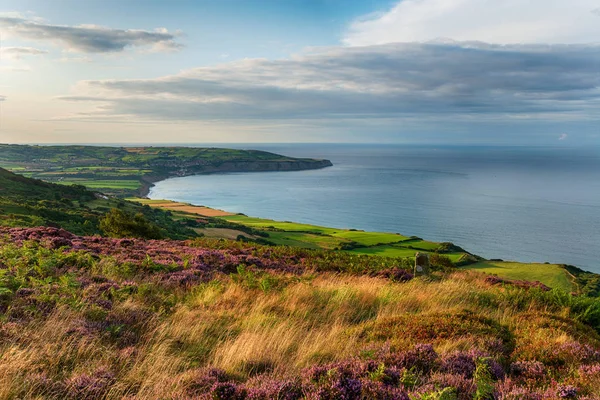 Mirando hacia la bahía de Robin Hood desde las colinas sobre Ravenscar — Foto de Stock