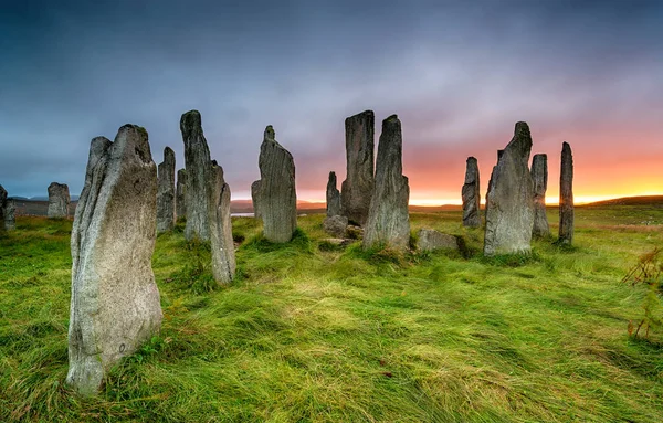 Stürmischer Sonnenuntergang Über Den Callanish Stones Auf Der Insel Lewis — Stockfoto