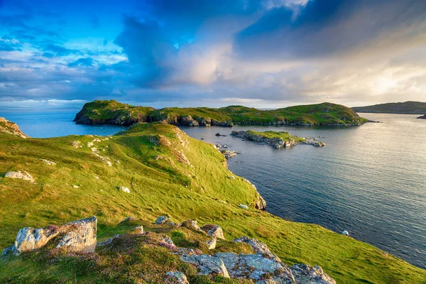 Sunny Evening Coastline Rodel Isle Harris Outer Hebrides Scotland — Stock Photo, Image