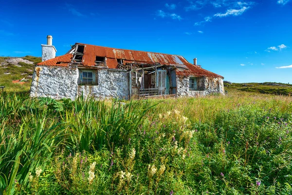 Старый Заброшенный Фермерский Дом Квиднише Острове Харрис Шотландии Стоковая Картинка