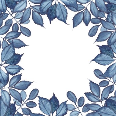 Çivit renk suluboya çerçeveli bırakır. Resimde beyaz arka plan üzerinde.