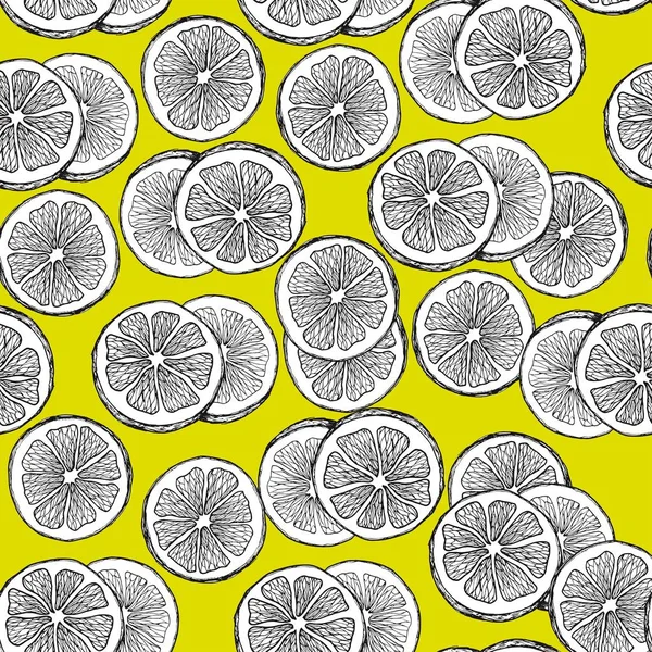 Motif Sans Couture Avec Des Tranches Citron Vecteur Dessiné Main — Image vectorielle