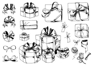 El çizimi hediye kutuları