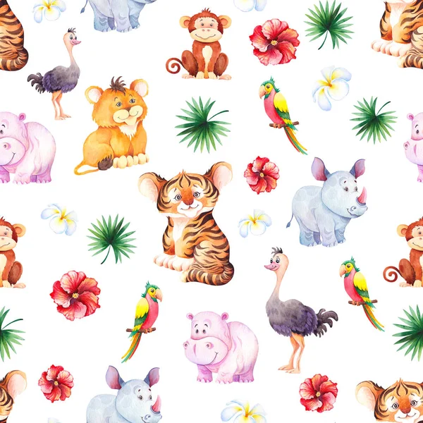Seamless pattern with cute african animals.