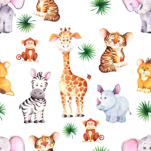 Seamless pattern with funny african animals.