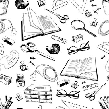 Okul ve ofis malzemelerinde pürüzsüz desen.