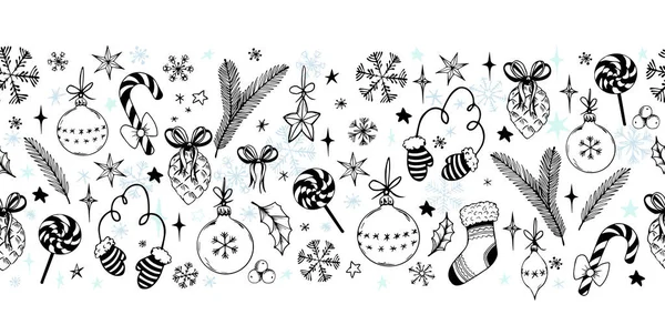 Χριστούγεννα και Πρωτοχρονιά doodles διακόσμηση. — Διανυσματικό Αρχείο