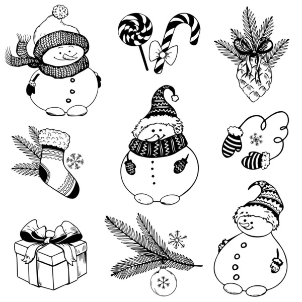 Kerstvakantie doodle set. — Stockvector