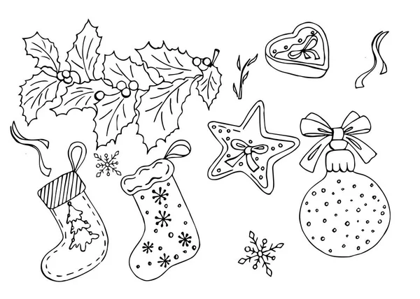 Doodle Elemente Für Weihnachten Und Neujahr Verwendbar Für Postkarten Doodle — Stockvektor