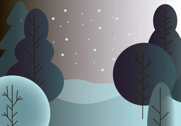 Vector Sneeuw Seizoen Achtergrond Met Bomen Kopie Ruimte — Stockvector