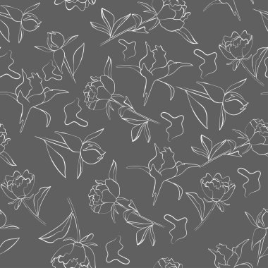 Vektör doodle çiçek seamless modeli ile her yerde gözleri şekilde çizilmiş şakayık