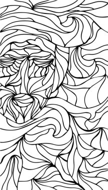 Dikey vektör mozaik elle çizilmiş kroki soyut çizim bir kız