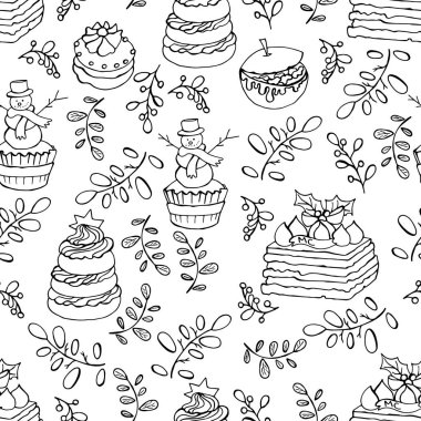 Renksiz vektör sorunsuz doodle kış tatil desen doodle elemanları ile