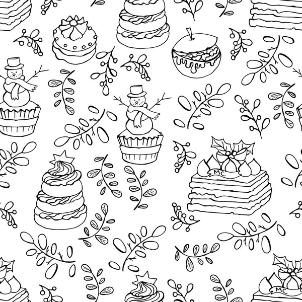 Renksiz vektör sorunsuz doodle kış tatil desen doodle elemanları ile