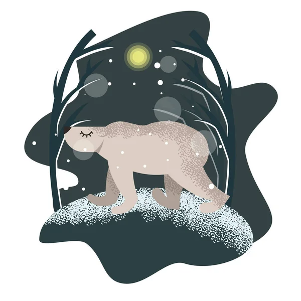 Vektör kutup ayısı şirin illüstrasyon için kartpostallar ve kış selam kış arka plan üzerinde düz