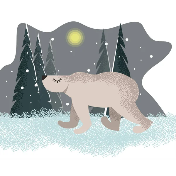 Vektör kutup ayısı şirin illüstrasyon için kartpostallar ve kış selam kış arka plan üzerinde düz