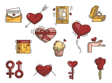 Sevimli çizgi şenlikli çıkartmaları beyaz arka plan üzerinde izole vektör toplama