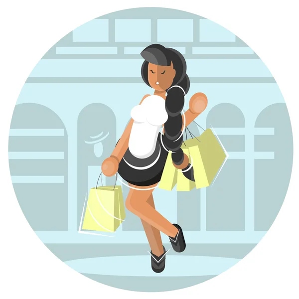 Menina carregando sacos de compras — Vetor de Stock