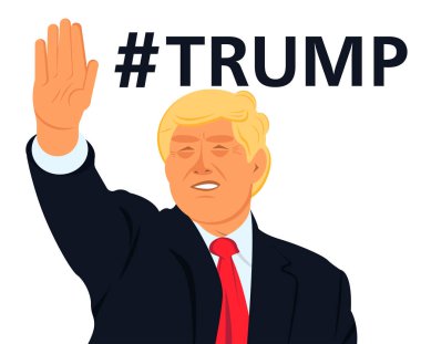 Çizgi film Donuld Trump düz portresi