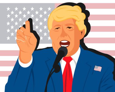 Çizgi film Donuld Trump düz portresi