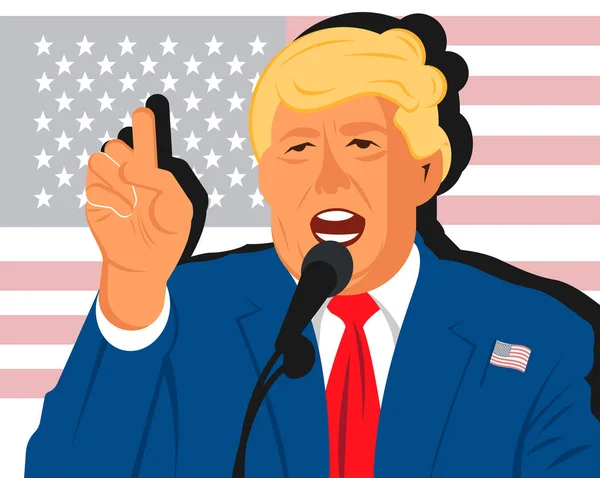 Desenhos animados retrato plano de Donuld Trump — Vetor de Stock