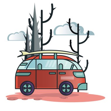 seyahat araba orman illüstrasyon kalmak