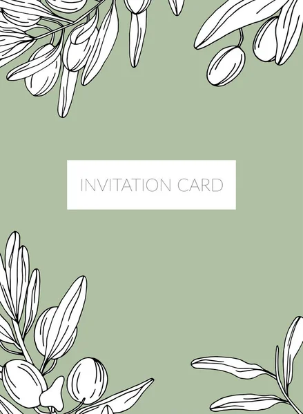 Vector invitation card with olive frame — Stock Vector