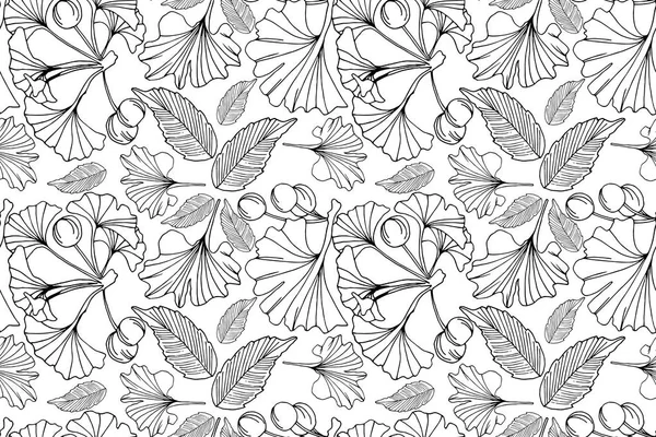Ginkgo Blätter Muster Hintergrund — Stockvektor
