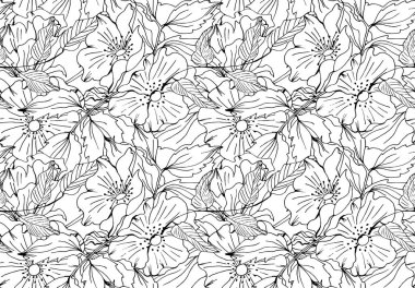 Doodle dikişsiz vektör çiçek deseni