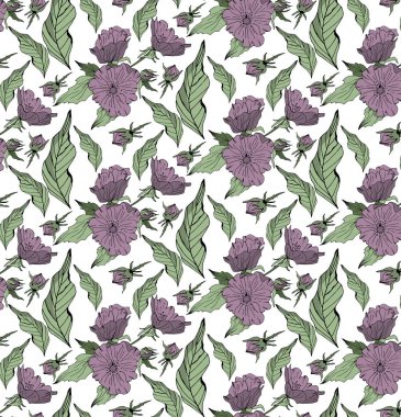 Doodle dikişsiz vektör çiçek deseni