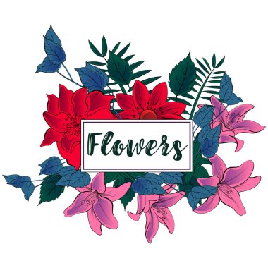 Çiçek renkli çerçeve şablonu