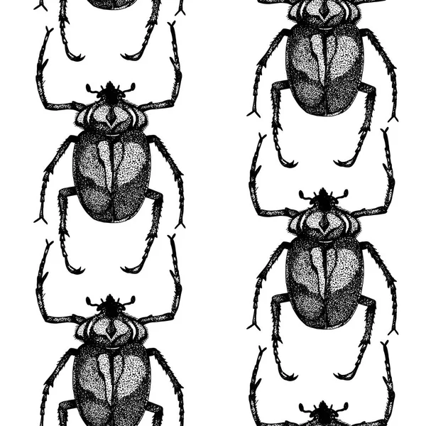 手描きの昆虫とのシームレスなベクトル背景 — ストックベクタ