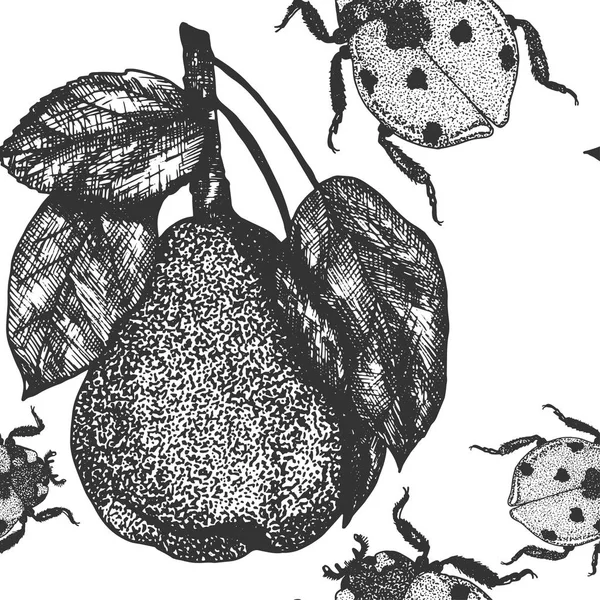 Nahtlose insektenbotanische Vektormuster — Stockvektor