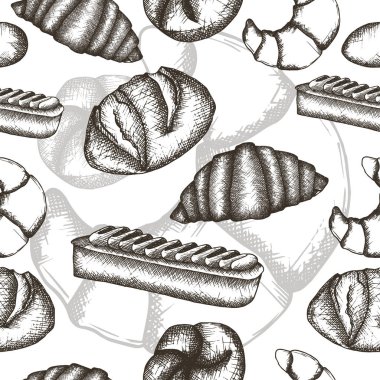 Tatlı El çizilmiş elemanları ile Dikişsiz desen