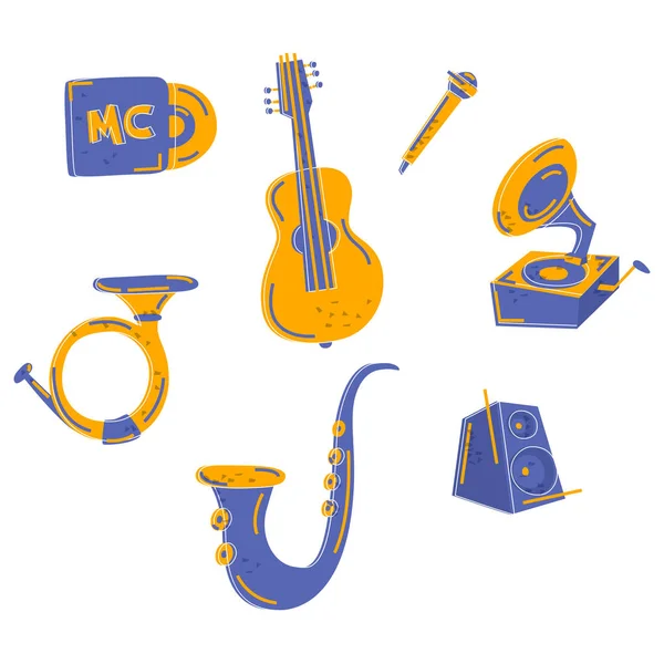 Instrumentos y accesorios de vectores musicales — Archivo Imágenes Vectoriales
