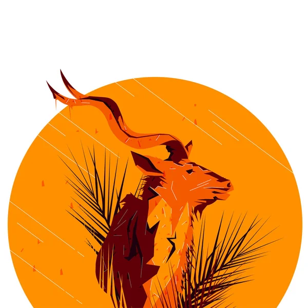 Platte getekende Saiga Antelope illustratie — Stockvector