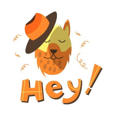 Şapka çizimi takan komik vektör köpeği