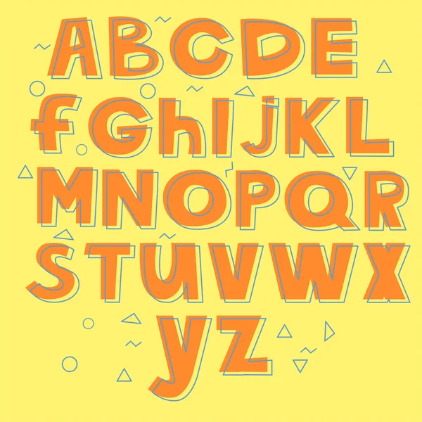 Vector Alphabet latin puéril dessiné à la main — Image vectorielle