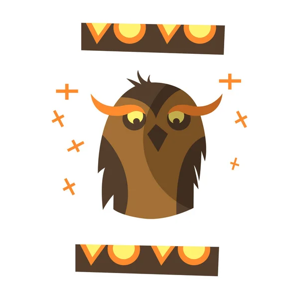 Vector cartoon flat owl animal character — Stock Vector