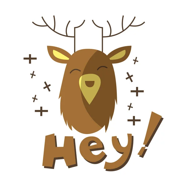 Vector cartoon flat deer animal character — Stock Vector