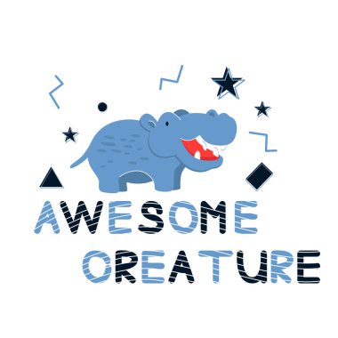 Renkli Şirin Basit Çizilmiş Fil Vektör İllüstrasyonu