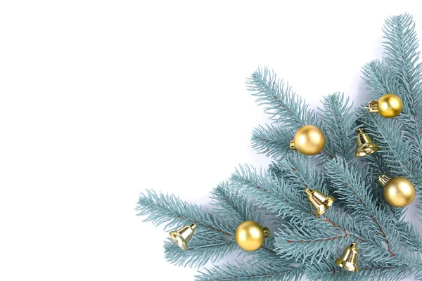 Ramas Árboles Navidad Con Decoración Navideña Sobre Fondo Blanco —  Fotos de Stock