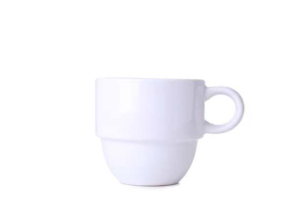 Weiße Tasse Isoliert Auf Weißem Hintergrund Nahaufnahme — Stockfoto