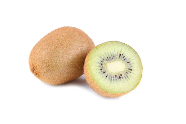 Fructe Coapte Kiwi Jumătate Kiwi Fructe Izolate Fundal Alb Închide — Fotografie, imagine de stoc