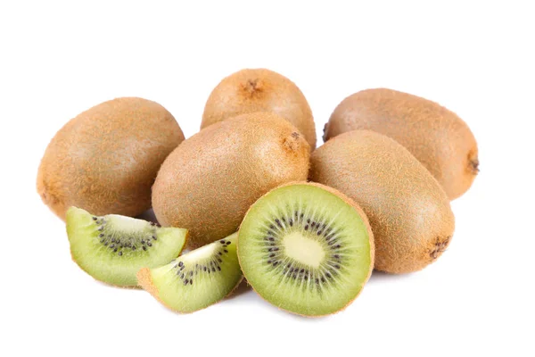 Fructe Coapte Kiwi Jumătate Kiwi Fructe Izolate Fundal Alb Închide — Fotografie, imagine de stoc